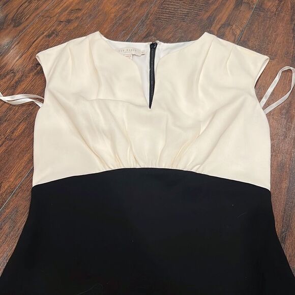 Ted Baker - Black and white evening dress 100% silk top portion size 1 US size 4 - Picture 2 of 11
